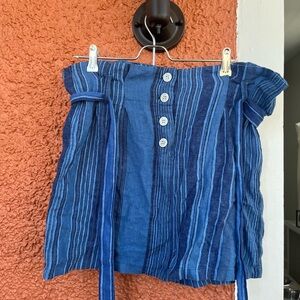 Indigo Rein Skirt Women's Size Large Linen Blend Mini Skirt Blue Summer